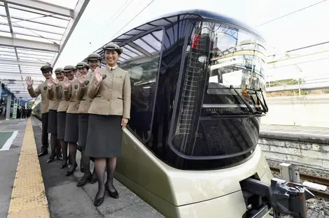 Shiki Shima Train Staff on the official opening day Shiki Shima Train Staff on the official opening day