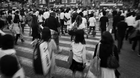 La foule dense du quartier de Shibuya à Tokyo La foule dense du quartier de Shibuya à Tokyo