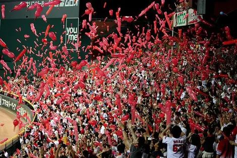 Les supporters des Hiroshima Toyo Carp, vainqueurs de la ligue centrale en 2016 Les supporters des Hiroshima Toyo Carp, vainqueurs de la ligue centrale en 2016