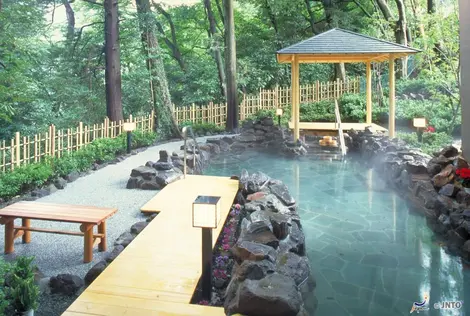 Le bain extérieur du onsen Hakone yuryo Le bain extérieur du onsen Hakone yuryo