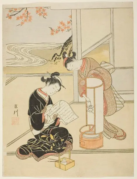 Estampe "Andon no sekisho" (A la lueur de la lanterne) de Harunobu Suzuki (ca.1725-1770) Estampe "Andon no sekisho" (A la lueur de la lanterne) de Harunobu Suzuki (ca.1725-1770)