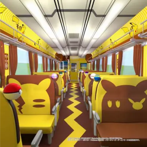 L'intérieur du nouveau train Pokémon, aux couleurs de Pikachu ! L'intérieur du nouveau train Pokémon, aux couleurs de Pikachu !
