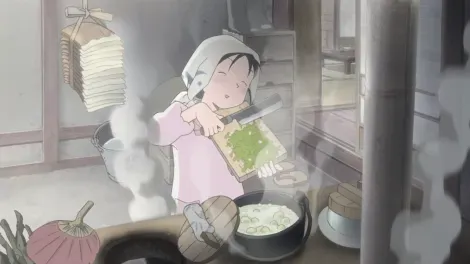 Suzu usa su creatividad para alimentar a su familia durante la guerra.
