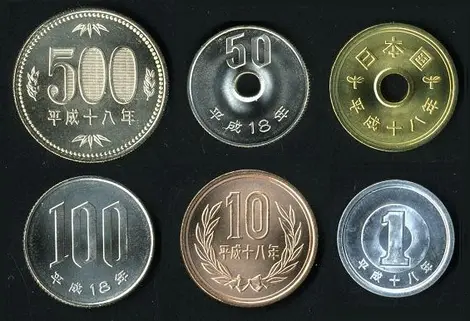Diferentes monedas japonesas. Diferentes monedas japonesas.