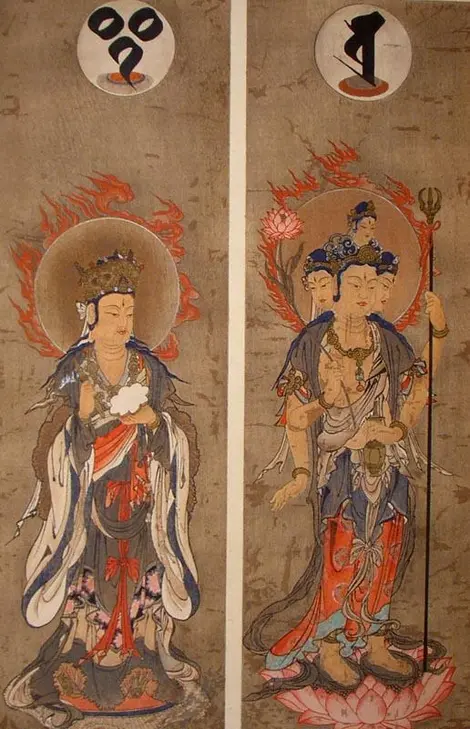 Shakuten (Śakra) à gauche et Bonten (Brahma) à droite Shakuten (Śakra) à gauche et Bonten (Brahma) à droite