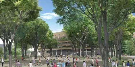 Image d'illustration de l'extérieur du nouveau stade Image d'illustration de l'extérieur du nouveau stade