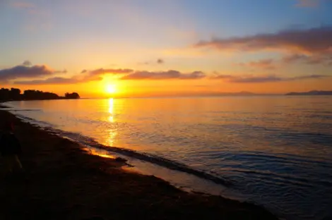 Coucher de soleil Plage d'Omi Shirahama Plage d'Omi Shirahama