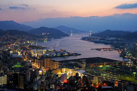 Vista aérea del puerto de Nagasaki