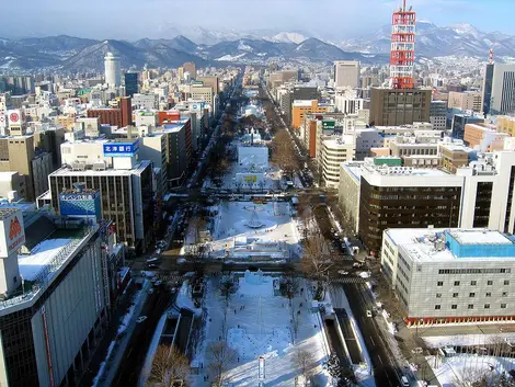 Blick auf Sapporo Odori Park