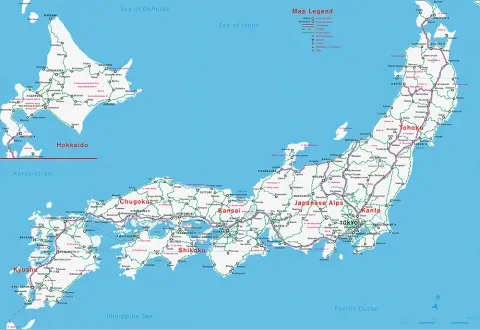 Carte des lignes de train au Japon