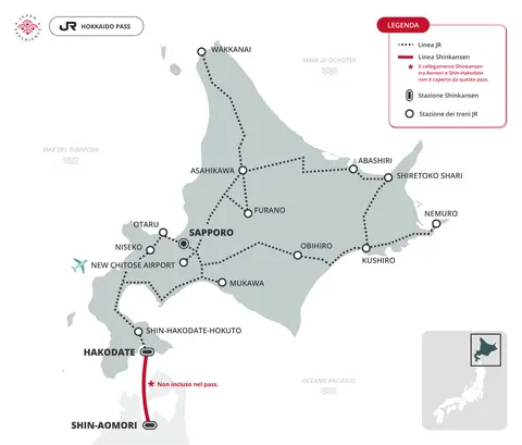 Mappa di validità JR Hokkaido Area Pass Mappa di validità JR Hokkaido Area Pass