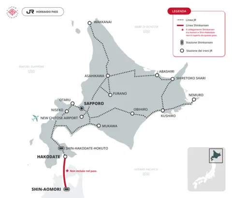 Mappa di validità JR Hokkaido Area Pass