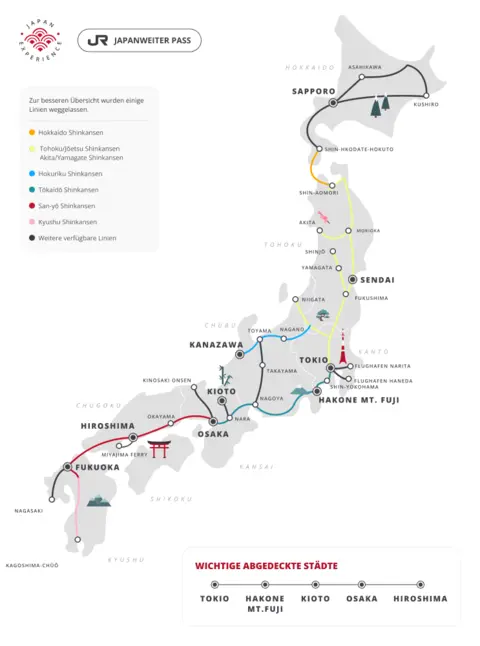 Karte des JR Pass für ganz Japan