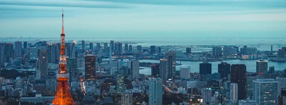 tokyo tower skyline city night view