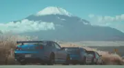 Japanese car in front of Mount Fuji