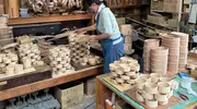 Magemono wood strips are soaked in hot water for bending easier. 