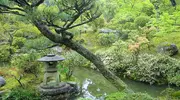 Lampe de pierre dans le jardin Yoshiki-en