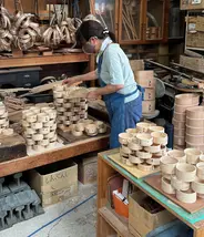 Magemono wood strips are soaked in hot water for bending easier. 