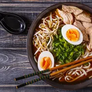 Traditional Japanese ramen noodle soup