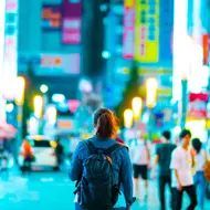 Personne déambulant seule dans Tokyo de nuit