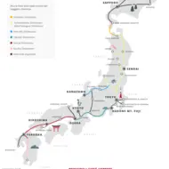 Mappa del JR Pass per tutto il Giappone