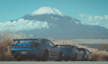 Japanese car in front of Mount Fuji