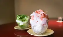 Kakigori à la fraise et au matcha 