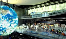 The present Miraikan Tsunagari, a huge globe suspended in the air on several levels.