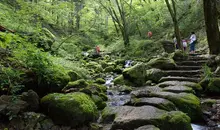 Le petit chemin montant vers le sommet du Mont Mitake