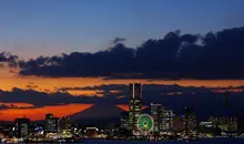 Vue sur Minato Mirai et le mont Fuji, Yokohama