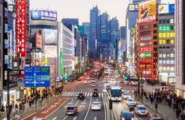 Shinjuku business and entertainment district in Tokyo