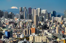 Mount Fuji behind Tokyo