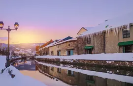 Quai de la rivière d'Otaru en hiver à Hokkaido