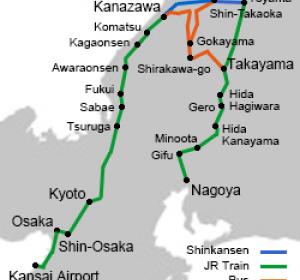 Takayama Hokuriku railway network map