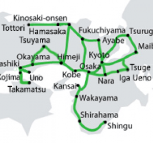 Kansai wide railway network map