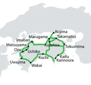 Shikoku area railing network map 