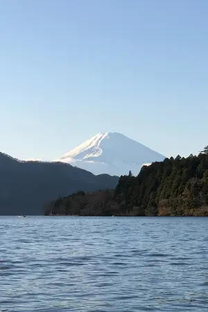 Lake Ashi, Hakone, with a red Torii in the water