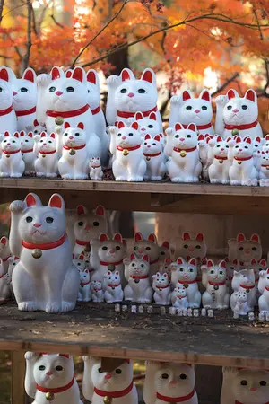 Maneki-neko in un tempio di Tokyo