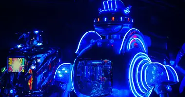 Neon lights of a robot at the Robot Restaurant Shinjuku