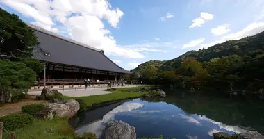 Pond and exterior of Tenryuji Temple Kyoto