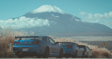 Japanese car in front of Mount Fuji