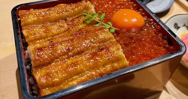 Unagi and Ikura at Unagi Kawato in Gion, Kyoto