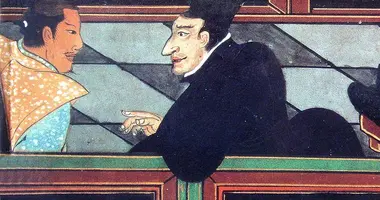 Un missionnaire chrétien et un samouraï (vers 1600).