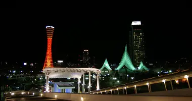 The lights of Kobe Meriken Park.