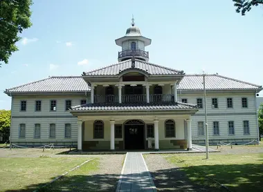 Old Mitsukaido Elementary School preserved in the front garden of Ibaraki Prefectural Museum of History