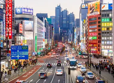Shinjuku business and entertainment district in Tokyo