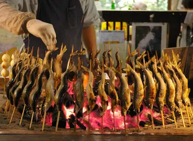 Ayu being grilled 