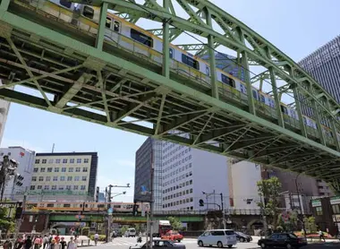 Chuo Sobu Line crossing a bridge in Tokyo