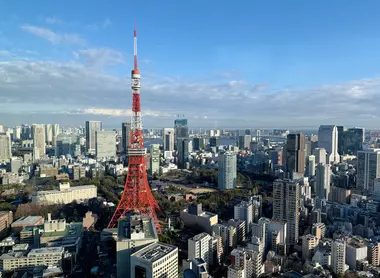 View of Tokyo Tower from the 33rd floor sky lounge
