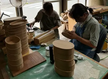 Magemono wood strips are soaked in hot water for bending easier.  Magemono wood strips are soaked in hot water for bending easier.